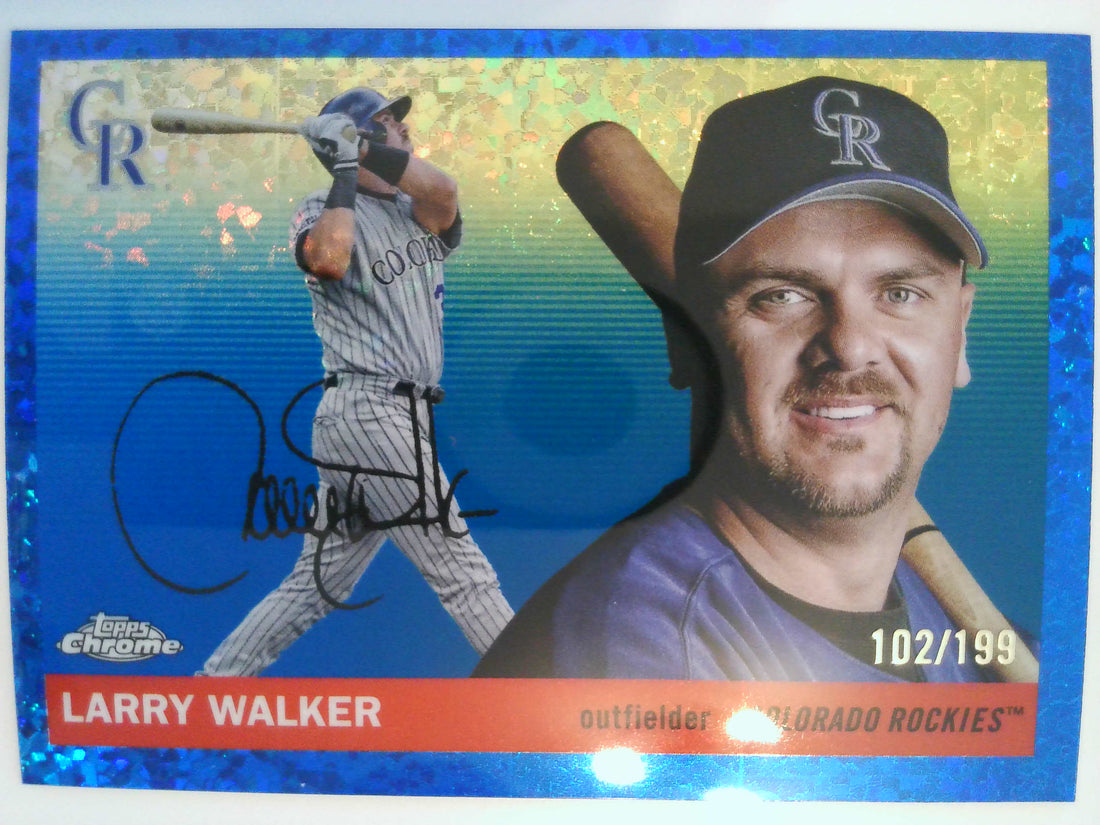 2025 Chrome Platinum Blue Mini-Diamond Refractors 102/199 Larry Walker #428