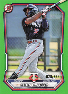 2026 Bowman Baseball Prospects Neon Green 029/399 Kaelen Culpepper #BP-143