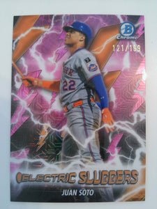 2026 Bowman Electric Sluggers Mojo Pink Refractors 121/199 Juan Soto #ES-7