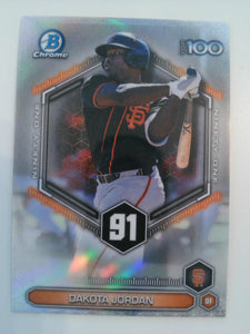 2026 Bowman Baseball Bowman Scouts' Top 100 Dakota Jordan #BTP-91