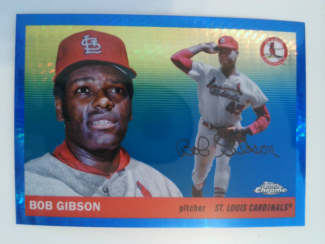 2025 Topps Chrome Platinum Baseball Blue Prism Refractors Bob Gibson #408