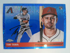 2025 Chrome Platinum Blue Mini-Diamond Refractors 136/199 Tim Tawa #226 Rookie