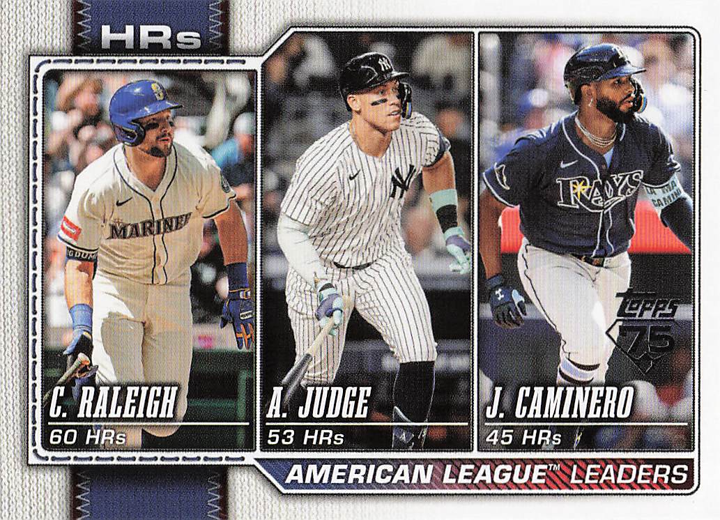 2026 Topps Baseball Leaders HRs Cal Raleigh / Aaron Judge / Junior Caminero #38