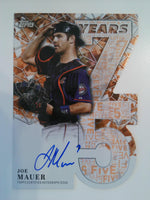 2026 Topps Baseball Autographs Die Cut Orange Foil 14/25 Joe Mauer #75YA-JMA