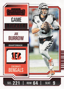 2023 Panini Contenders Football Game Ticket Red Joe Burrow #22