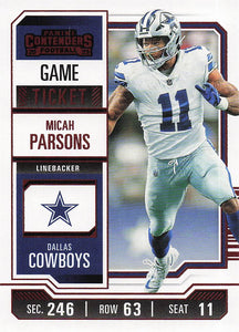 2023 Panini Contenders Football Game Ticket Red Micah Parsons #29