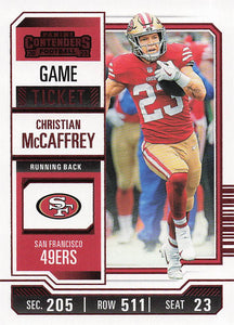 2023 Panini Contenders Football Game Ticket Red Christian McCaffrey #87