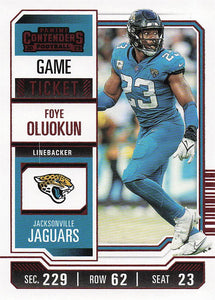 2023 Panini Contenders Football Game Ticket Red Foye Oluokun #46
