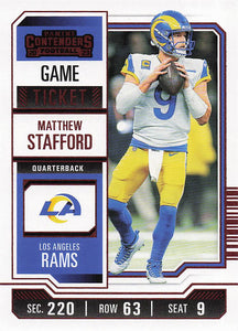 2023 Panini Contenders Football Game Ticket Red Matthew Stafford #62