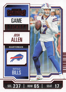 2023 Panini Contenders Football Game Ticket Red Josh Allen #11