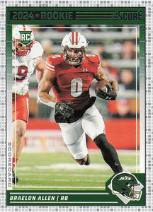 2024 Score Football Scorecard Braelon Allen #390 Rookie