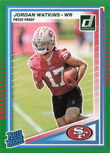 2025 Donruss Football Press Proofs Green Jordan Watkins #356 Rookie