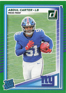 2025 Donruss Football Press Proofs Green Abdul Carter #315 Rookie