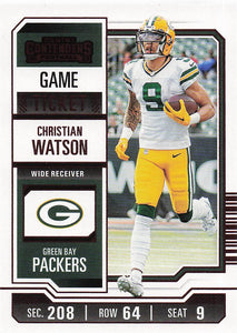 2023 Panini Contenders Football Game Ticket Red Christian Watson #37