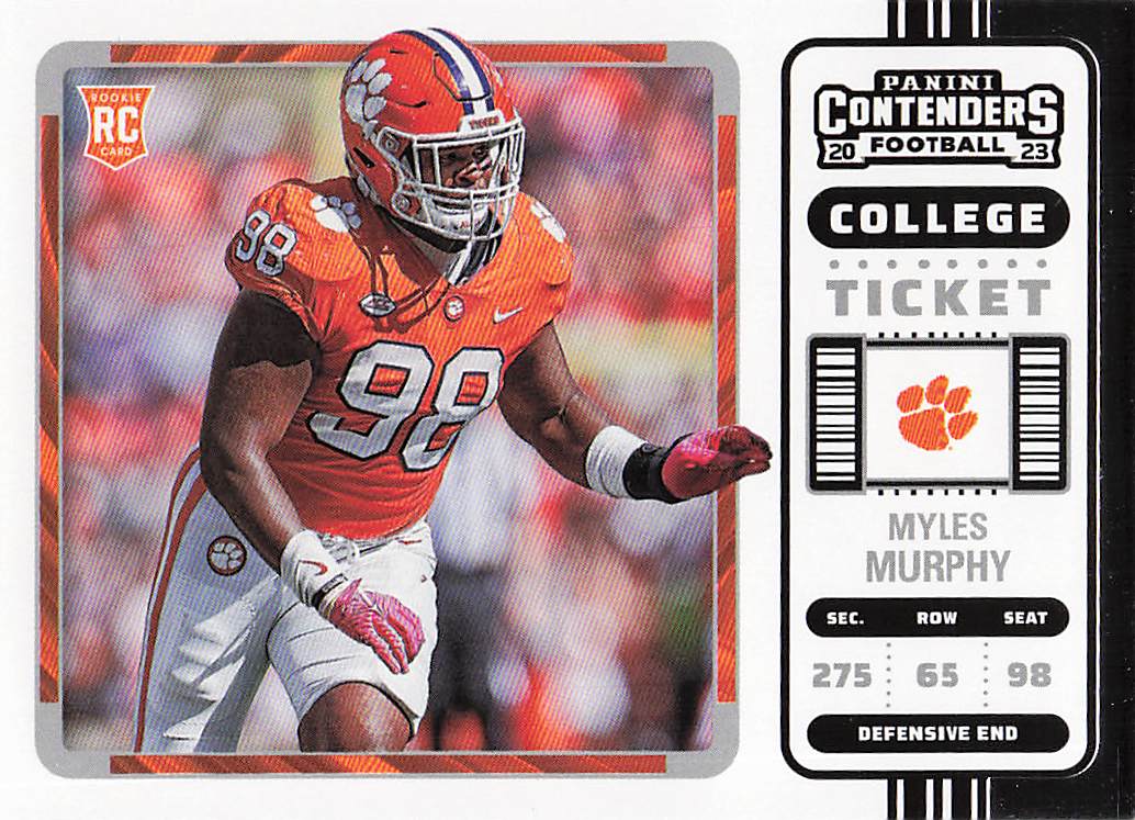 2023 Panini Chronicles Draft Picks Contenders College Ticket Myles Murphy #22