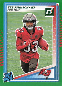 2025 Donruss Football Press Proofs Green Tez Johnson #313 Rookie