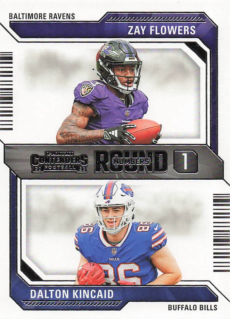 2023 Panini Contenders Football Round Numbers Zay Flowers / Dalton Kincaid #9