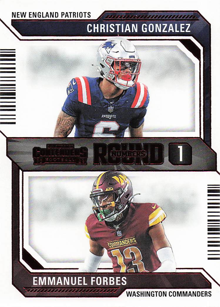 2023 Panini Contenders Round Numbers Red Christian Gonzalez / Emmanuel Forbes #3
