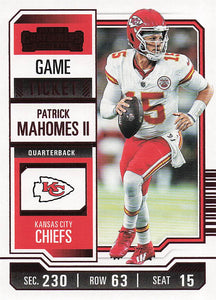 2023 Panini Contenders Football Game Ticket Red Patrick Mahomes II #51