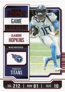 2023 Panini Contenders Football Game Ticket Red DeAndre Hopkins #95