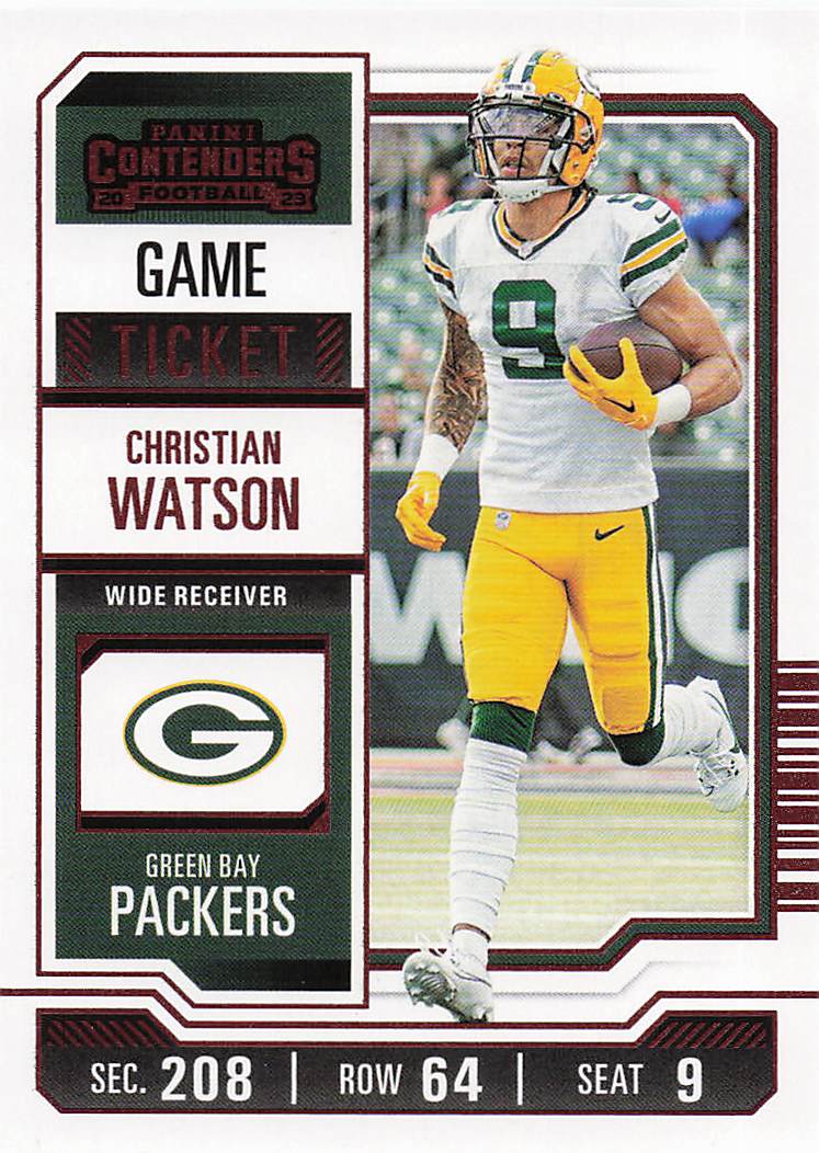 2023 Panini Contenders Football Game Ticket Red Christian Watson #37