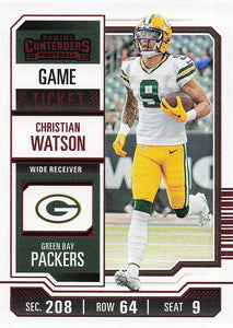 2023 Panini Contenders Football Game Ticket Red Christian Watson #37