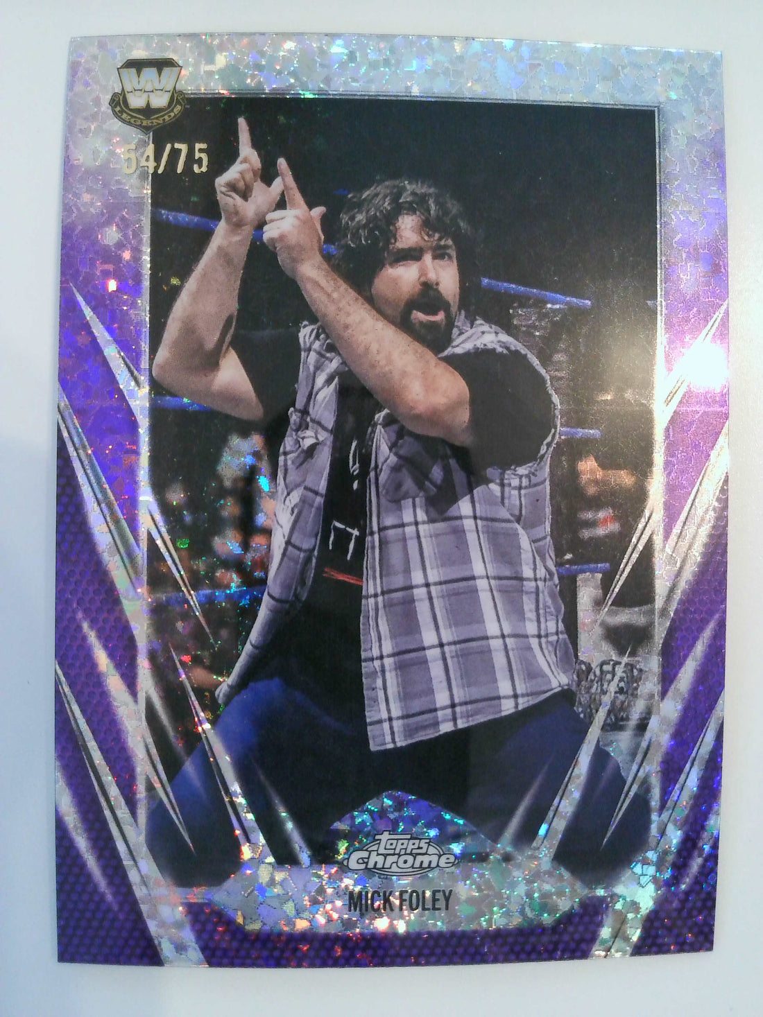 2026 Topps Chrome WWE Wrestling Purple Refractor 54/75 Mick Foley #135