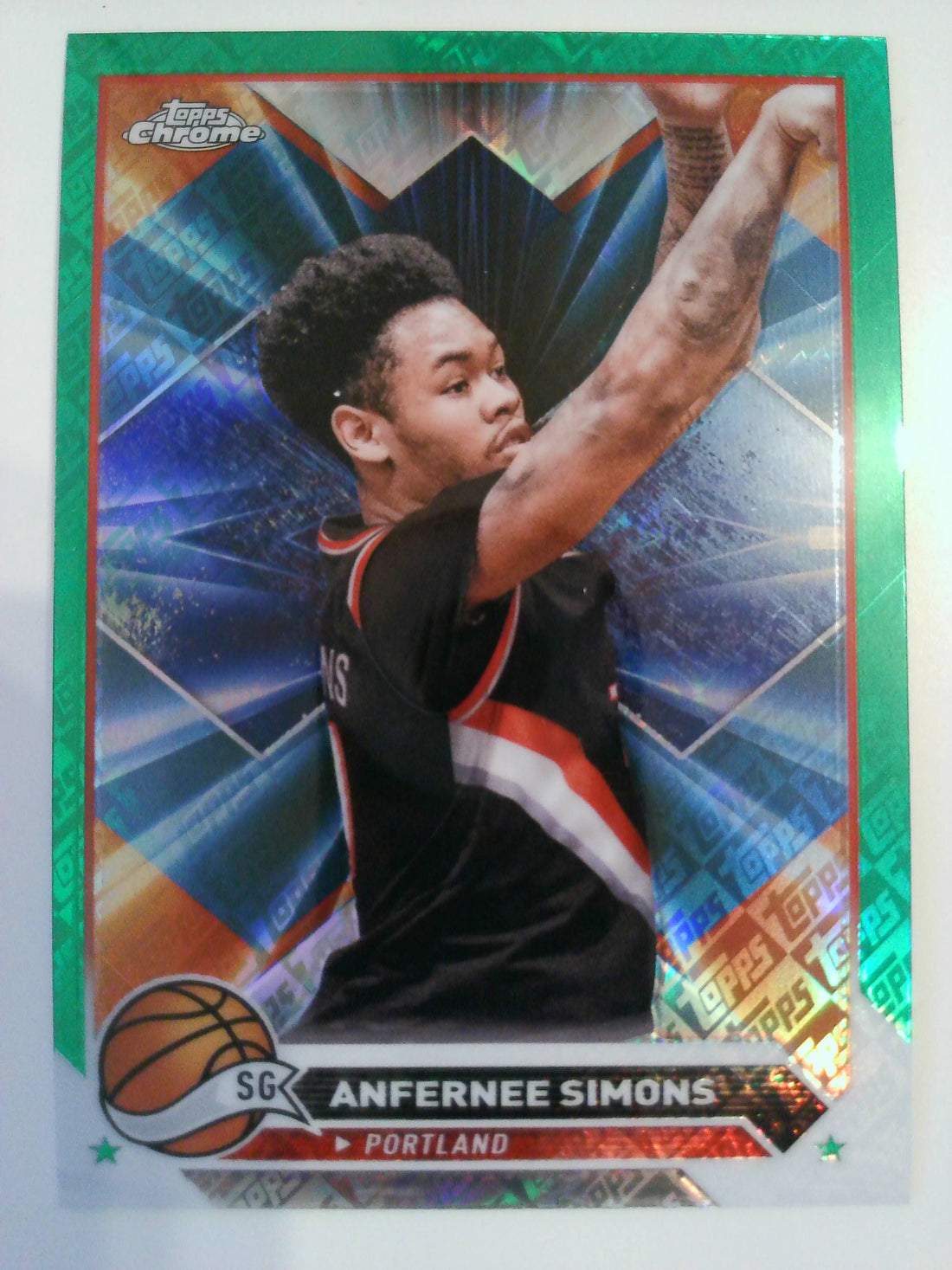 2023-24 Topps Chrome Basketball Green Logo Refractors Anfernee Simons #143