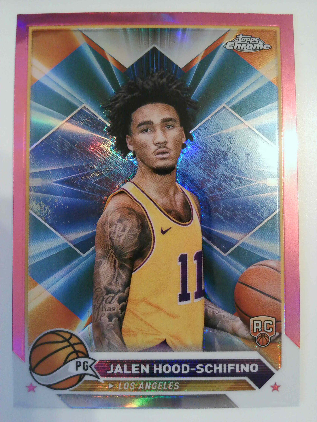 2023-24 Topps Chrome Basketball Pink Refractors Jalen Hood-Schifino #35 Rookie