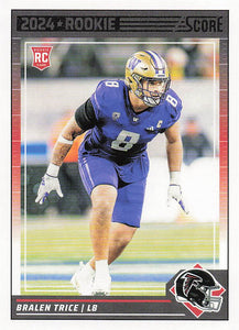2024 Score Football Bralen Trice #338 Rookie