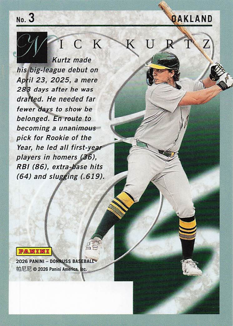2026 Donruss Baseball Elite Series Nick Kurtz #3
