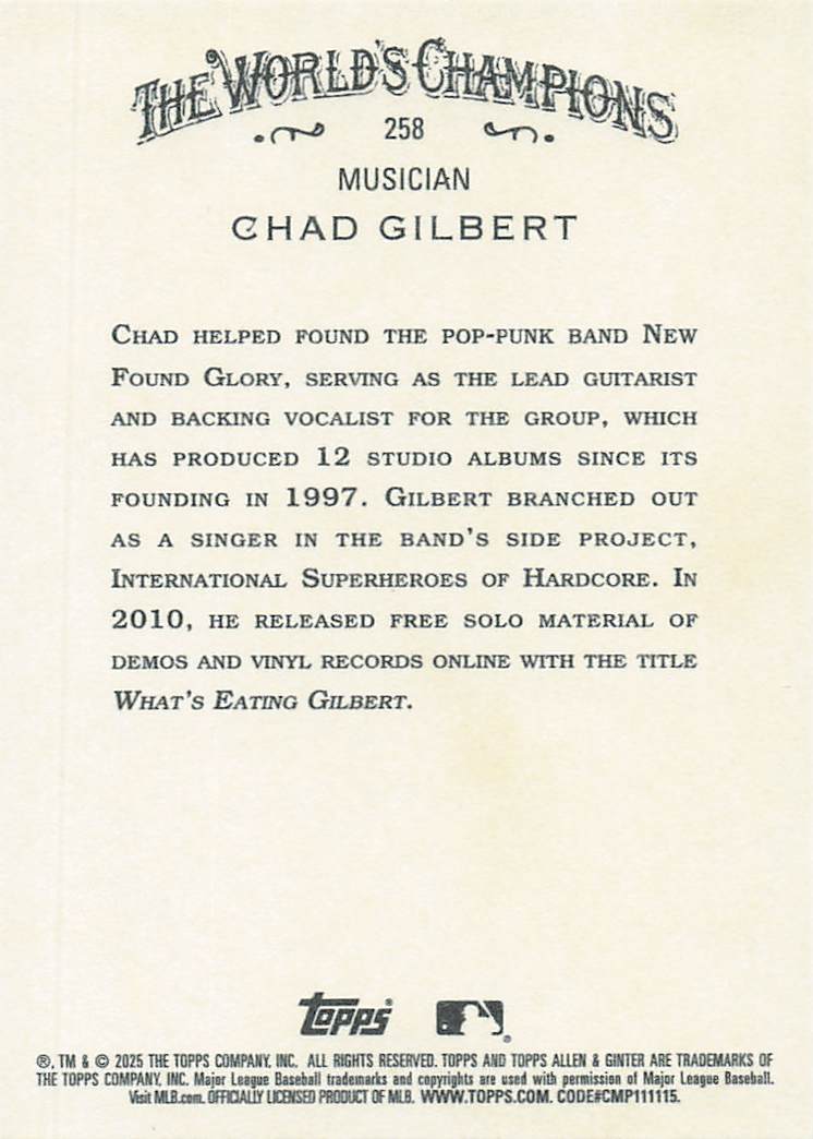 2025 Topps Allen & Ginter Baseball Chad Gilbert #258