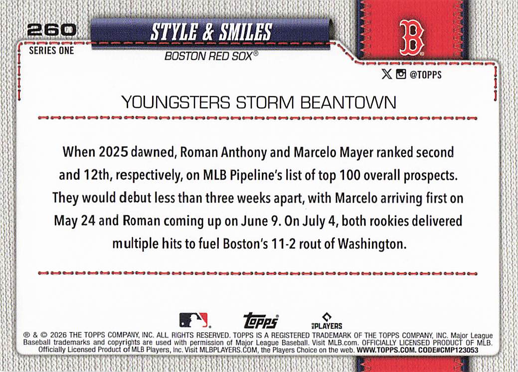 2026 Topps Baseball Style &amp; Smiles #260