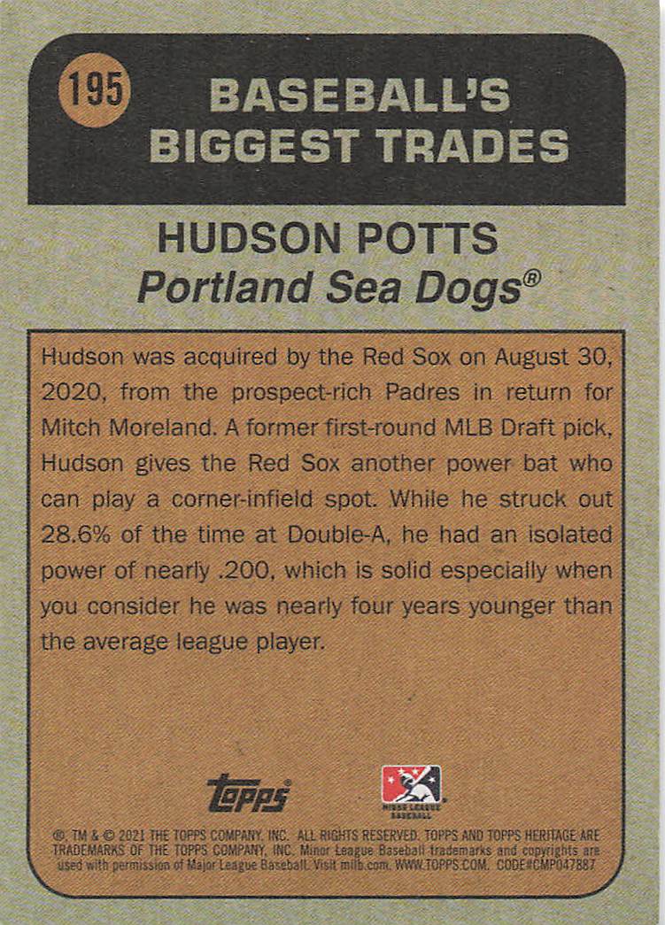 2021 Topps Heritage Minor League Baseball Hudson Potts #195