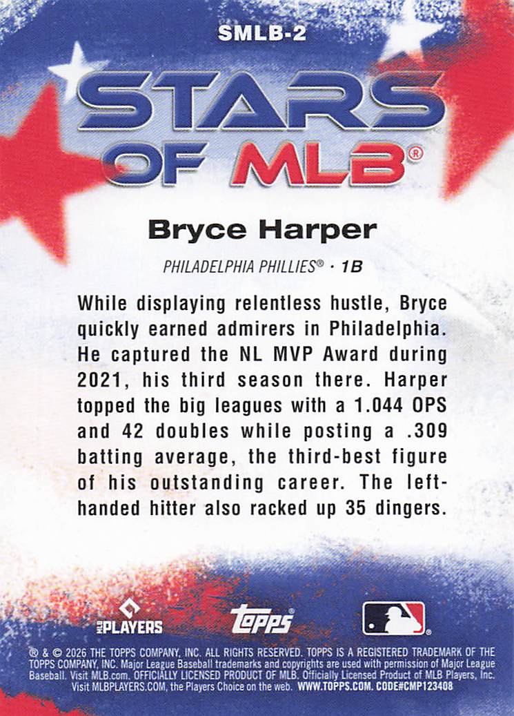 2026 Topps Baseball Stars of MLB Bryce Harper #SMLB-2