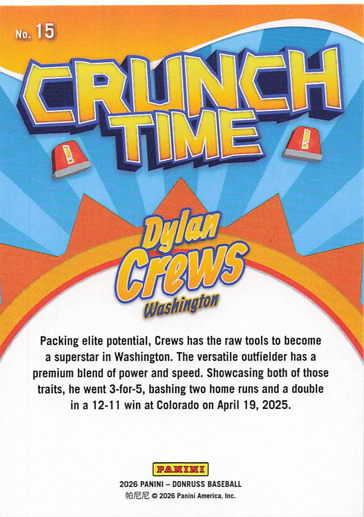 2026 Donruss Baseball Crunch Time Dylan Crews #15