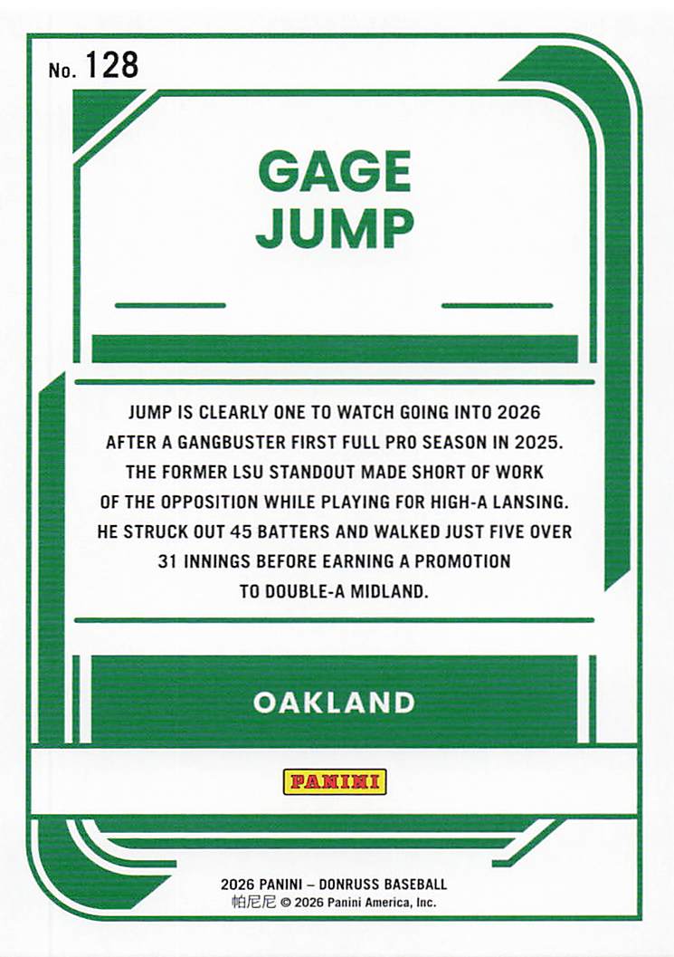 2026 Donruss Baseball Gage Jump #128