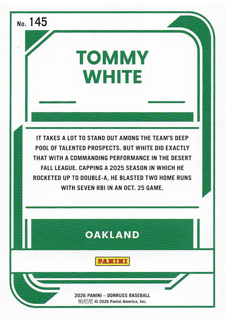 2026 Donruss Baseball Tommy White #145