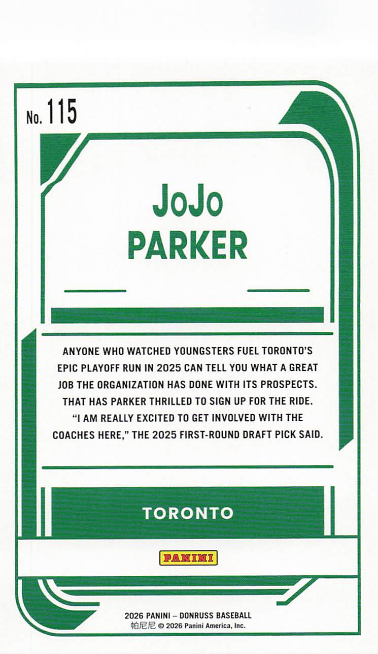 2026 Donruss Baseball JoJo Parker #115