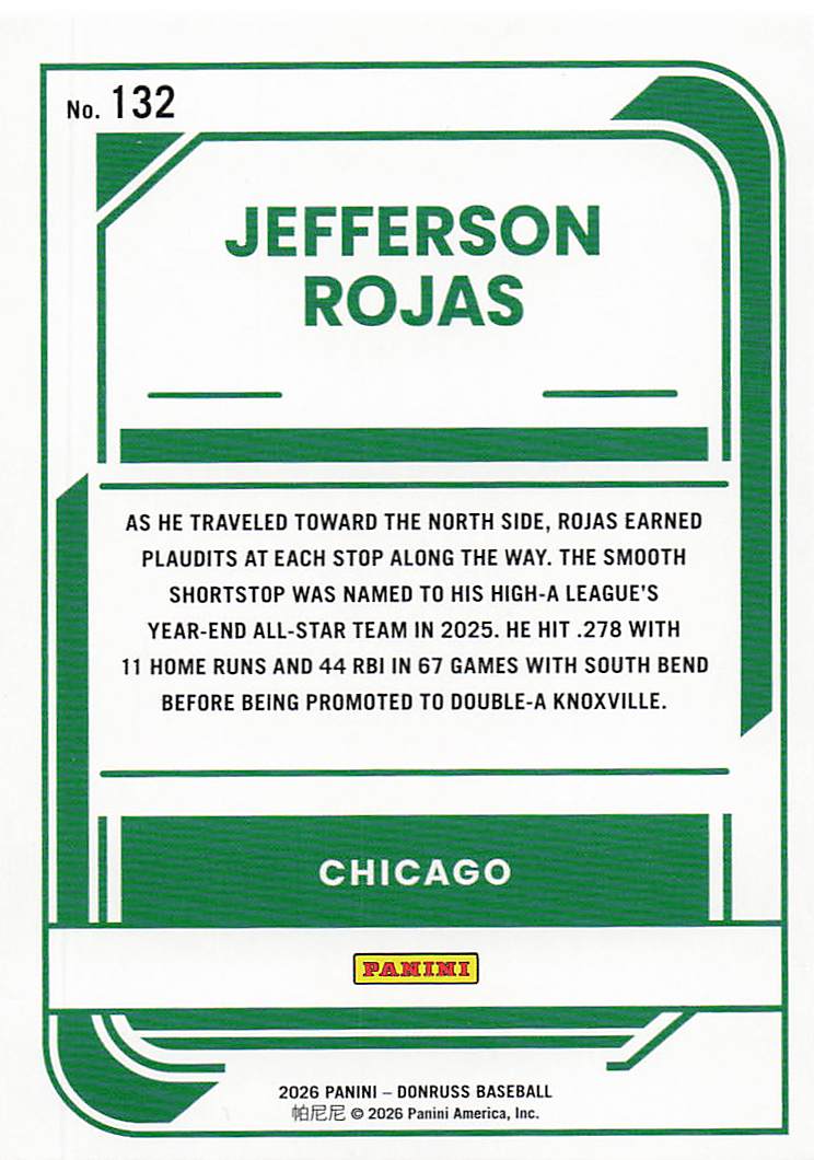 2026 Donruss Baseball Jefferson Rojas #132