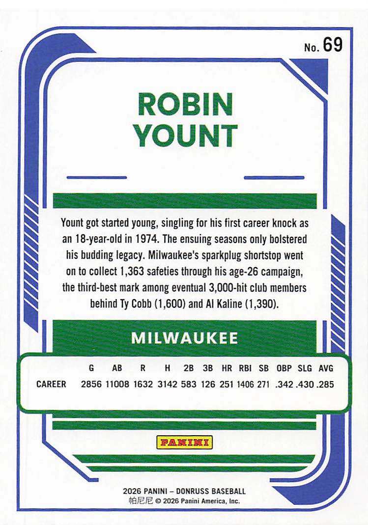 2026 Donruss Baseball Robin Yount #69