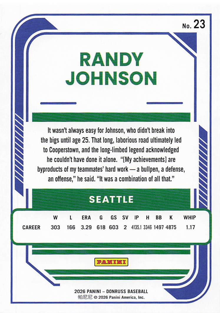 2026 Donruss Baseball Randy Johnson #23