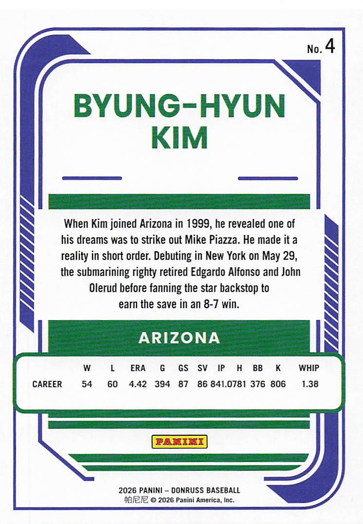 2026 Donruss Baseball Byung-Hyun Kim #4