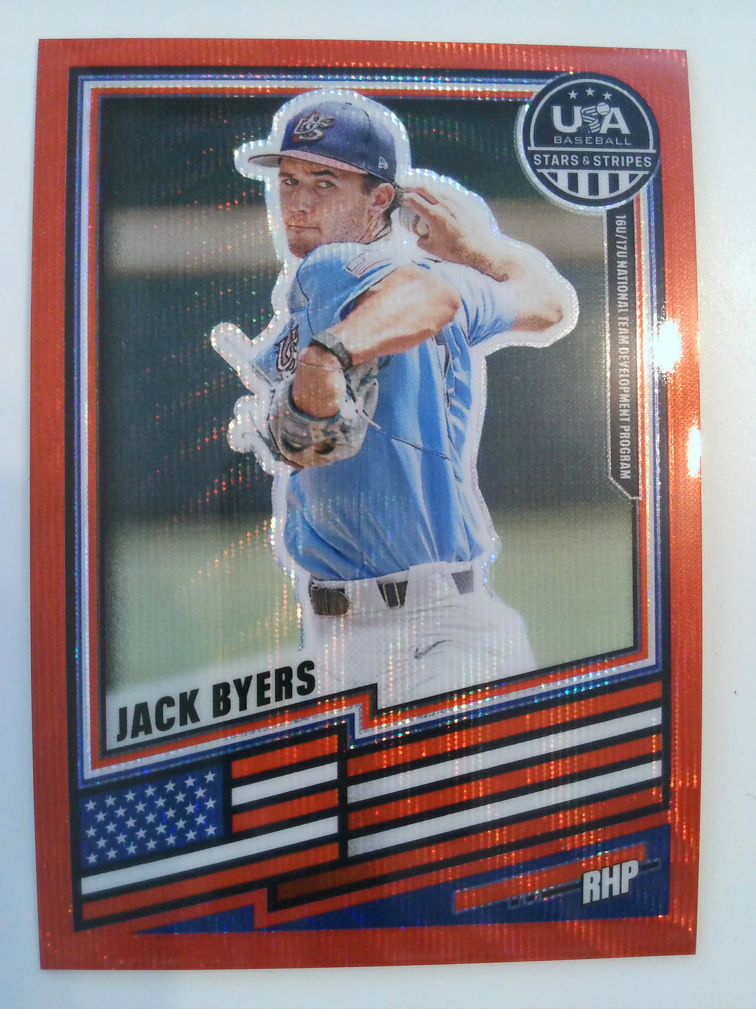 2026 Panini Stars & Stripes Prizm USA Baseball Baseball Ruby Wave Jack Byers #52