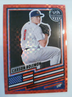 2026 Stars & Stripes Prizm USA Baseball Red Power 002/149 Carson Bolemon #61