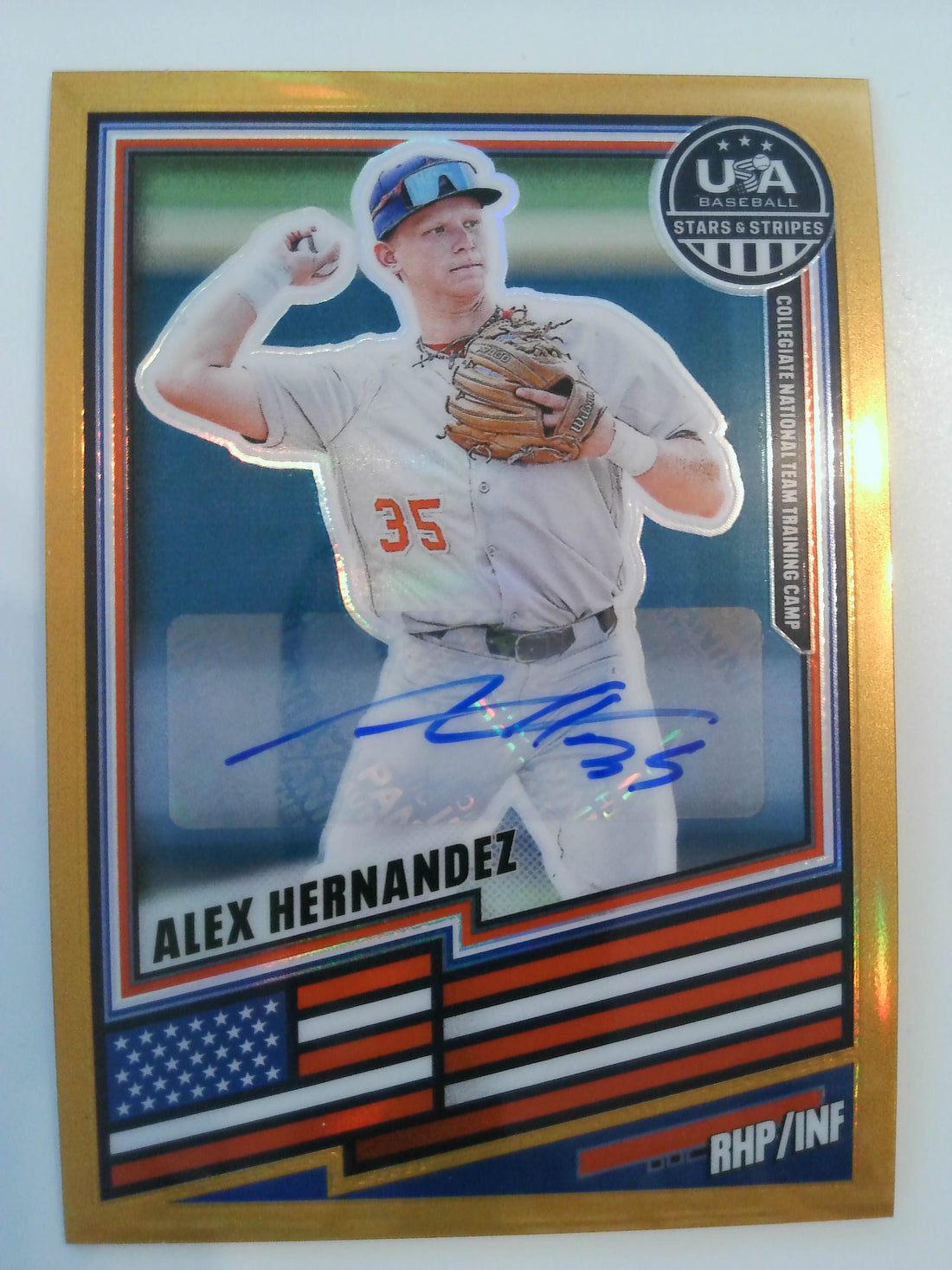 2026 Panini Stars & Stripes Prizm USA Baseball Gold 05/10 Alex Hernandez #55