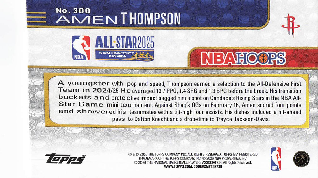 2025-26 Hoops Basketball Amen Thompson #300