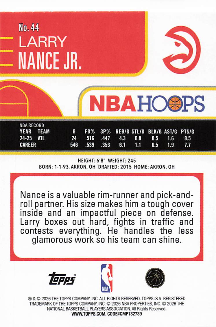 2025-26 Hoops Basketball Larry Nance Jr. #44