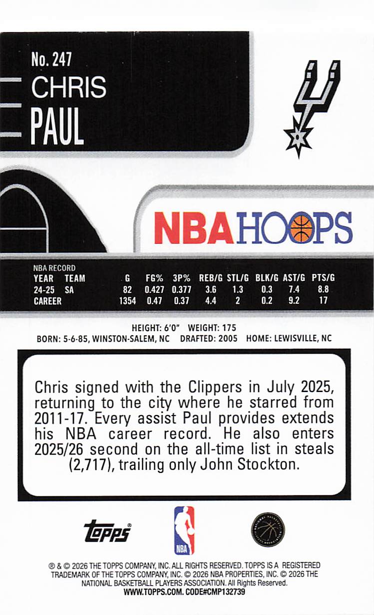 2025-26 Hoops Basketball Chris Paul #247