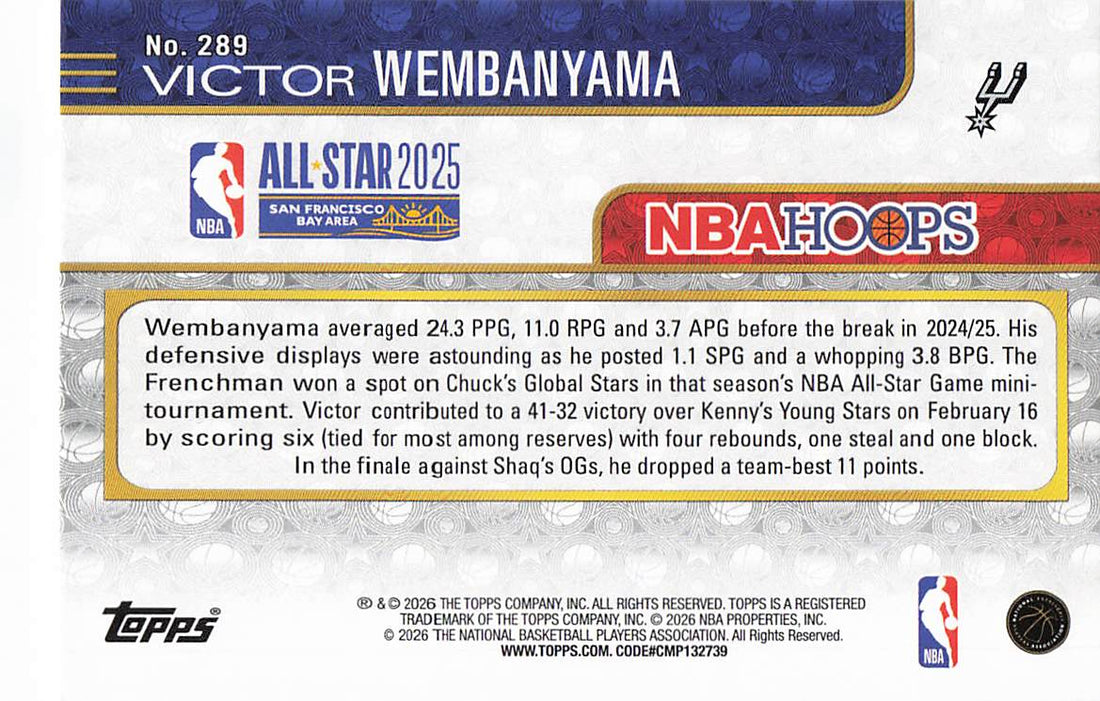2025-26 Hoops Basketball Victor Wembanyama #289